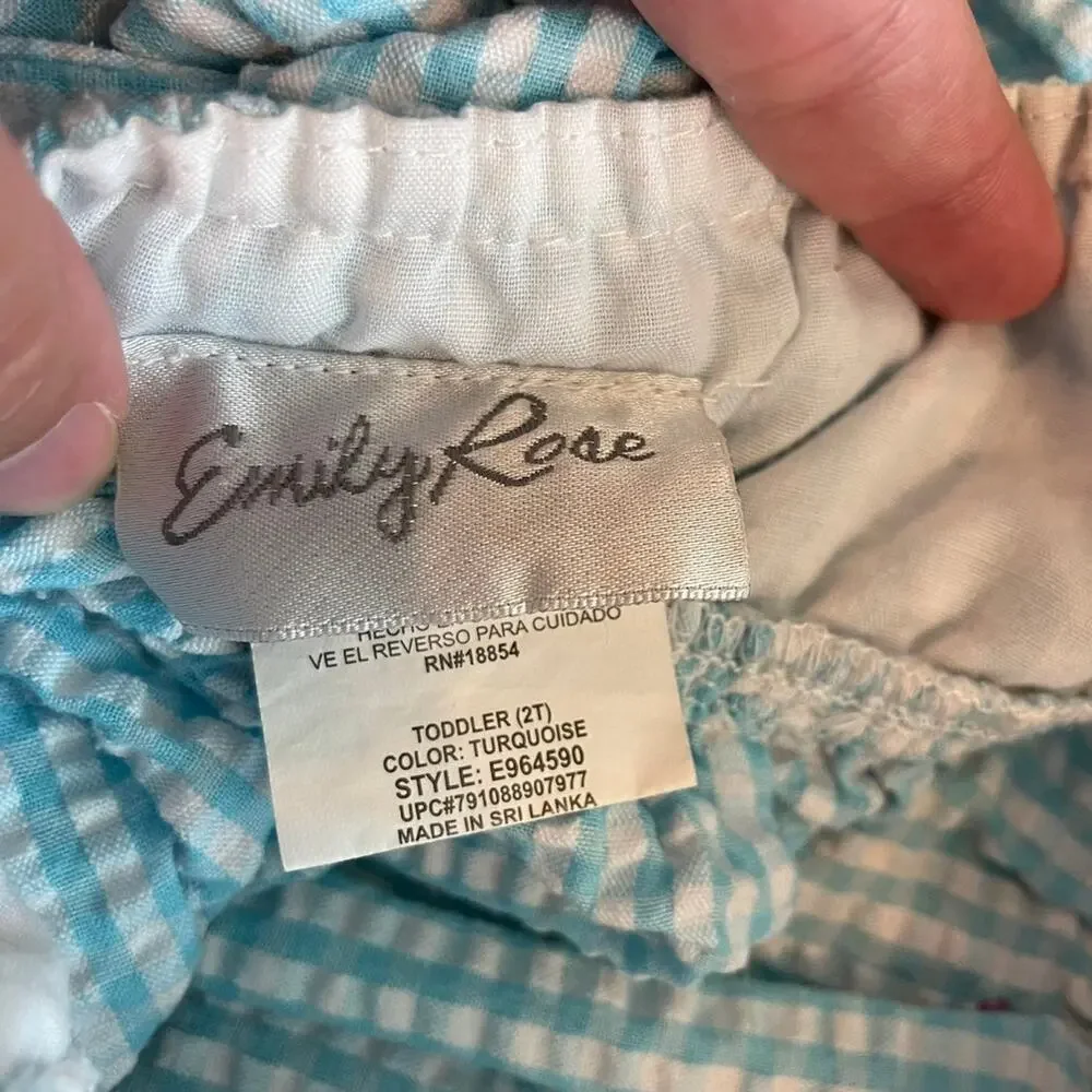 Emily rose unicorn blue plaid halter dress toddler girls 2T